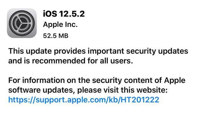 和庆镇苹果手机维修分享iOS12.5.2发布，建议所有老苹果用户安装 